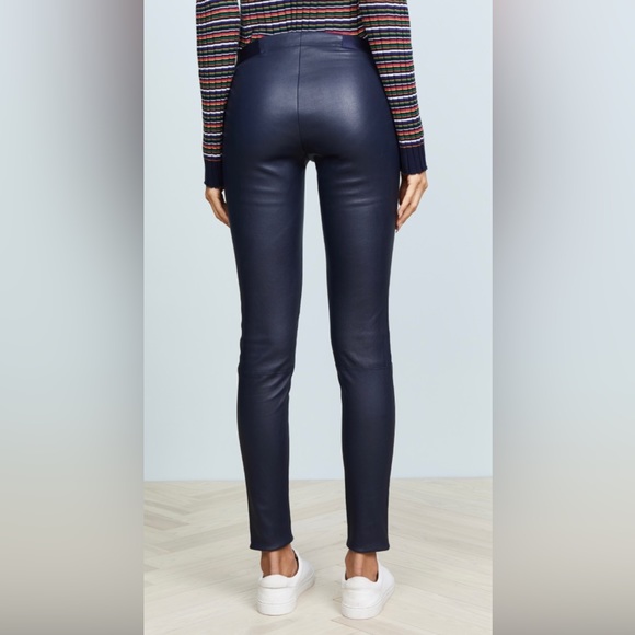 Alice + Olivia Navy Blue, Leather Leggings, Women's Size 10 - Picture 3 of 5